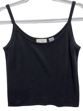 Beaded Cotton Knit Sweater Vest Cami Tank Top